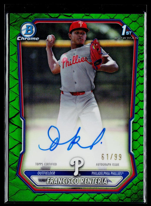 2026 Bowman Chrome Francisco Renteria Auto Green Reptilian Refractor /99 #CPA-FR