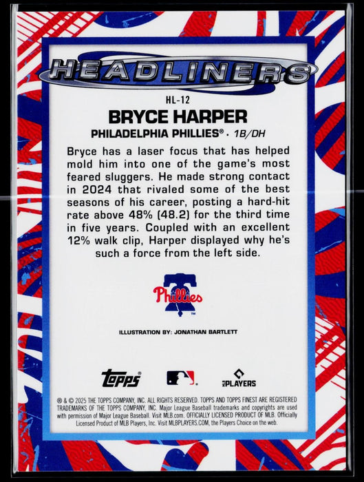 2025 Finest Bryce Harper #HL-12 Headliners CASE HIT SSP