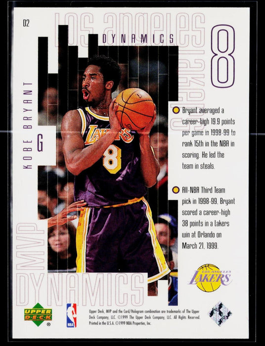 1999-00 Upper Deck MVP Kobe Bryant #D2 Dynamics