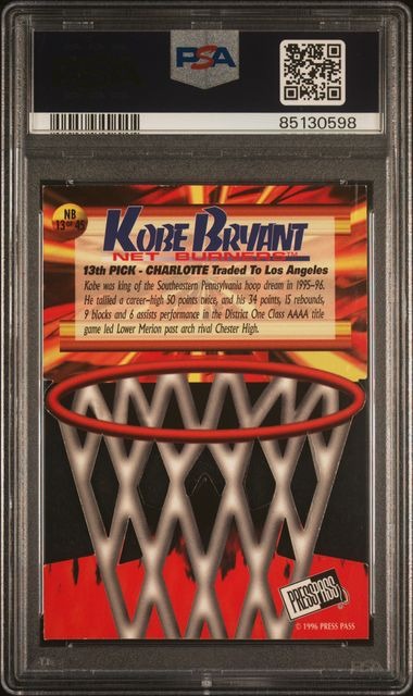 1996 Press Pass Kobe Bryant RC Rookie #13 Net Burners PSA 6