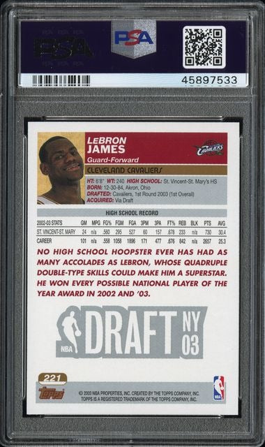 2003 Topps LeBron James #221 RC Rookie PSA 9 MINT