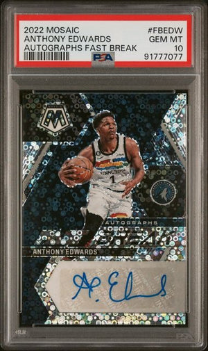 2022 Mosaic Anthony Edwards Auto Fast Break Prizm PSA 10 GEM MINT