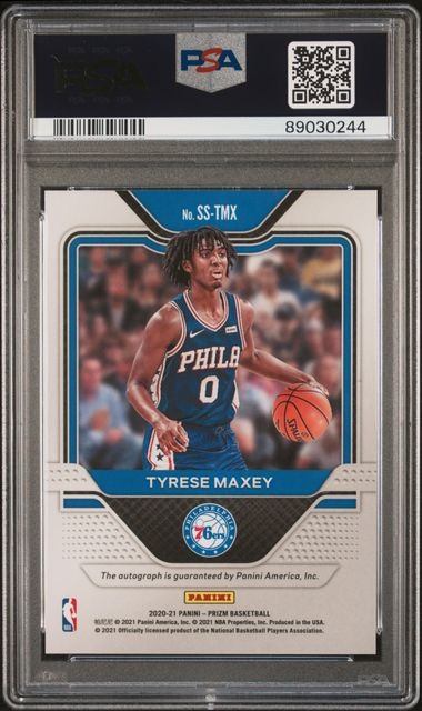 2020-21 Panini Prizm Tyrese Maxey RC Rookie Auto PSA 10 Sensational Signatures