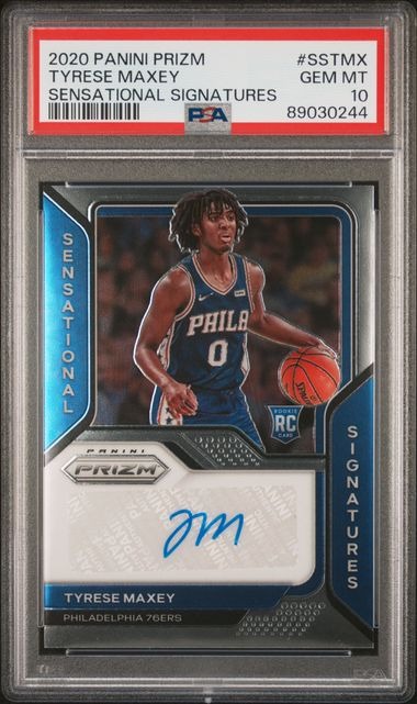 2020-21 Panini Prizm Tyrese Maxey RC Rookie Auto PSA 10 Sensational Signatures