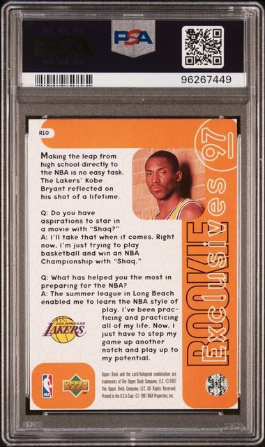 1996-97 Upper Deck Kobe Bryant #R10 Rookie Exclusives PSA 8 NM-MT