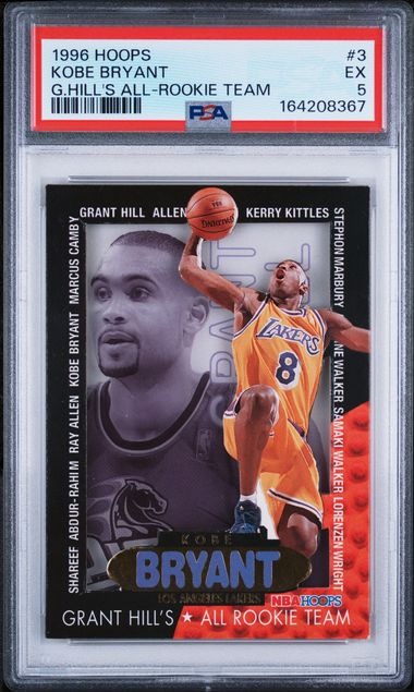 1996 NBA Hoops Kobe Bryant #3 PSA 5 Grant Hill's All Rookie Team
