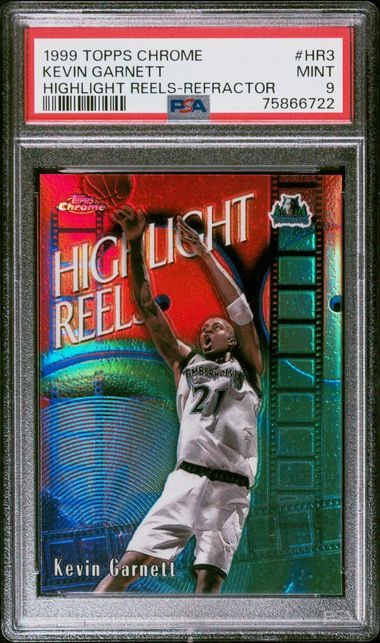 1999 Topps Chrome Kevin Garnett #HR3 Highlight Reels Refractor PSA 9 MINT