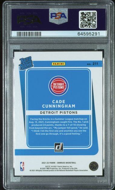 2021-22 Donruss Cade Cunningham Holo Teal Laser PSA 10 GEM MINT