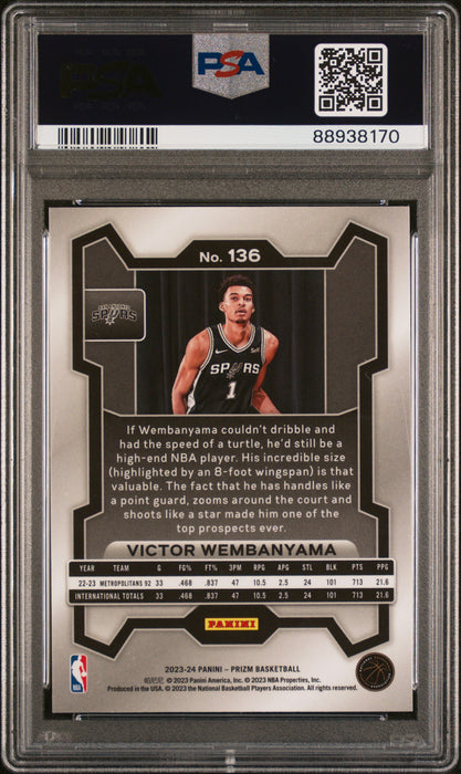 2023 Panini Prizm Victor Wembanyama RC PSA 10