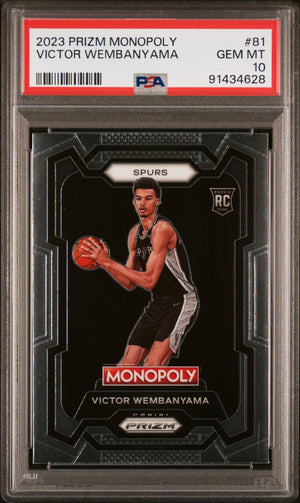 2023-24 Panini Prizm Monopoly Victor Wembanyama #81 RC Rookie PSA 10 A