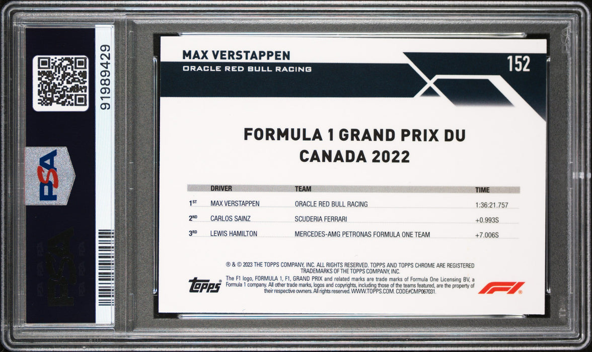 2023 Topps Chrome Sapphire Edition F1 Max Verstappen #152 Aqua /99 PSA 9