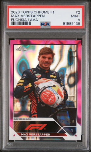 2023 Topps Chrome F1 Max Verstappen #2 Fuchsia Lava /250 PSA 9