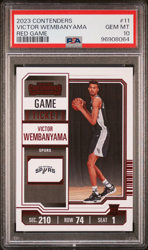 2023 Contenders Victor Wembanyama #11 Red Game RC Rookie PSA 10
