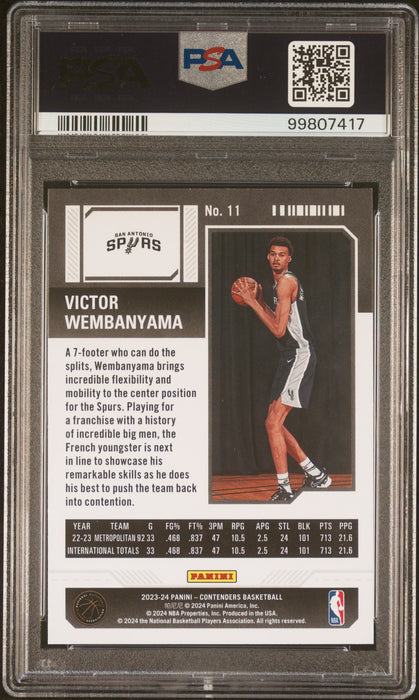 2023 Contenders Victor Wembanyama #11 Bronze RC Rookie PSA 10