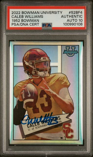 2022 Bowman University Caleb Williams #52BF4 1952 Auto PSA/DNA Cert 10