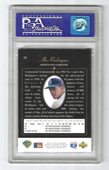 1994 Upper Deck SP Alex Rodriguez #15 Premier Prospects Foil RC Rookie PSA 9