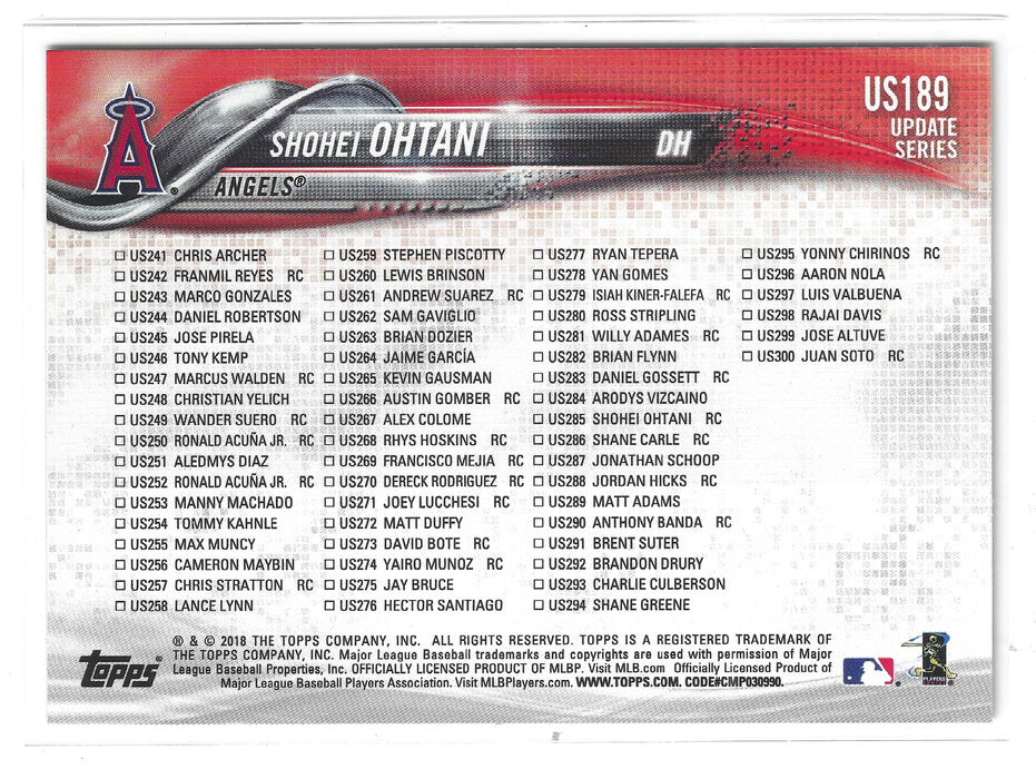 2018 Topps Update Shohei Ohtani #US189 RC Rookie