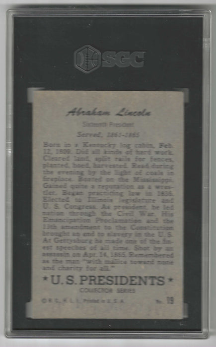 1952 Bowman Abraham Lincoln #19 US Presidents SGC 4