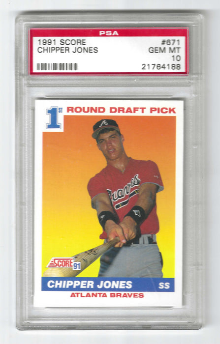 1991 Score Chipper Jones #671 RC Rookie PSA 10 GEM MINT