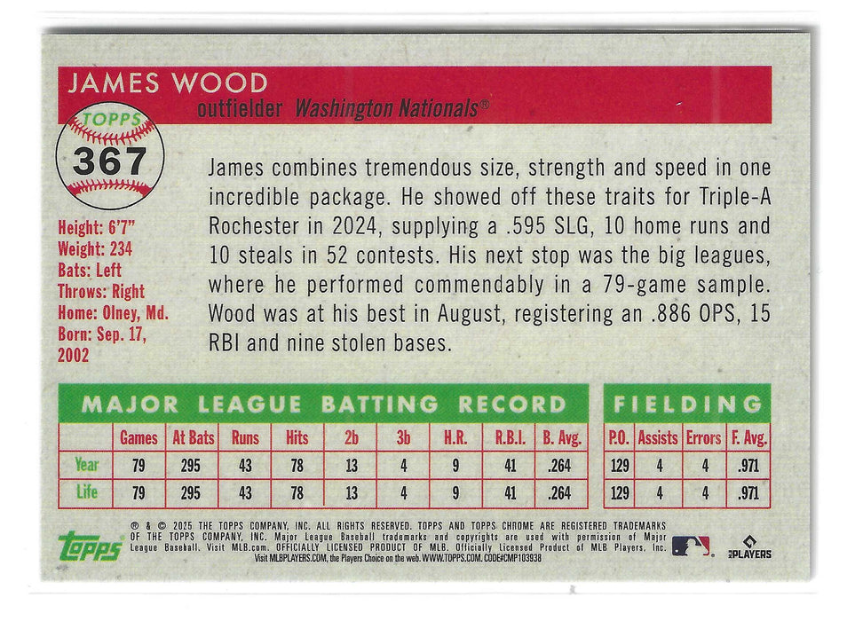 2025 Topps Chrome Platinum James Wood #367 Image Variation Refractor RC SP