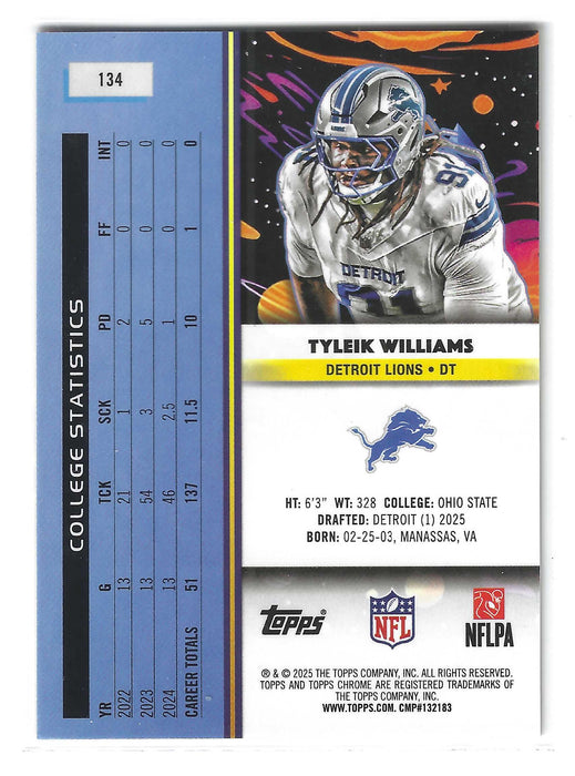 2025 Topps Cosmic Chrome Tyleik Williams #134 Orange Galactic RC Rookie /25 SSP