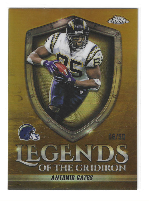 2025 Topps Chrome Antonio Gates #LOG-32 Legends Gridiron Gold Refractor /50 SSP