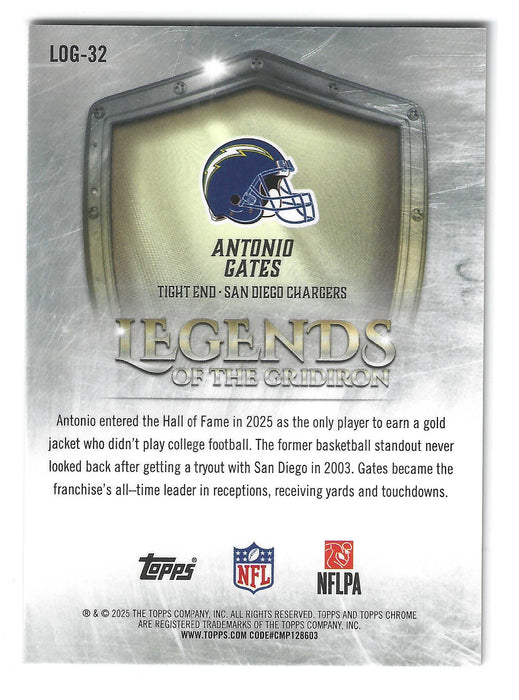 2025 Topps Chrome Antonio Gates #LOG-32 Legends Gridiron Gold Refractor /50 SSP