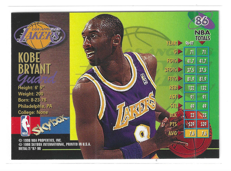 1997-98 SkyBox Metal Universe Kobe Bryant #86 B