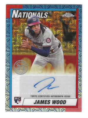 2025 Topps James Wood #90CA2-JW 1990 Gold Mojo Refractor Rookie Auto RC /50 SSP