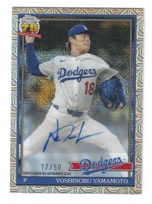 2026 Topps Yoshinobu Yamamoto #91C-18 Chrome 1991 Mojo Refractor Auto /50 SSP