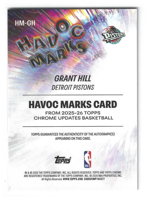 2025-26 Topps Chrome Update Grant Hill Havoc Marks Orange Refractor Auto /25 SSP
