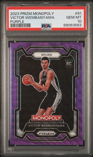 2023 Panini Prizm Monopoly Victor Wembanyama #81 Purple RC Rookie PSA 10
