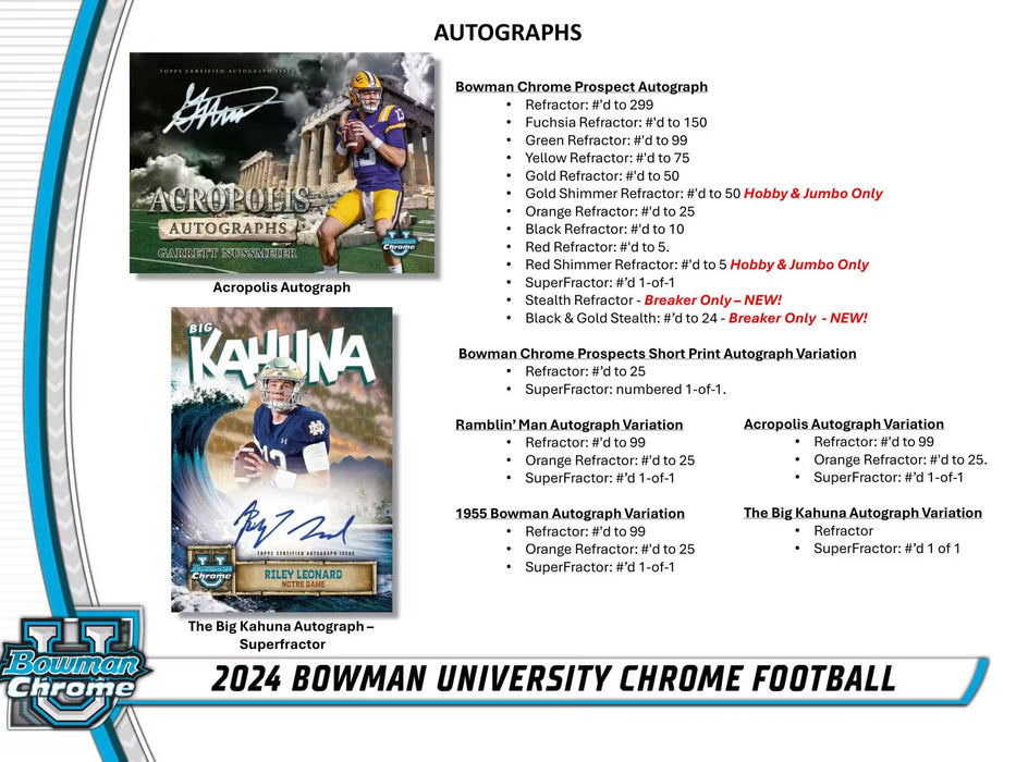 2024 Bowman University Chrome Football - Blaster Box