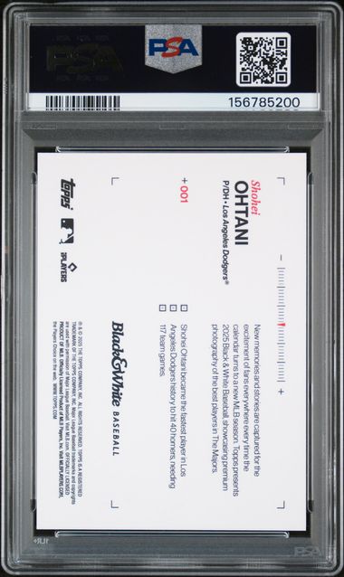 2025 Topps Black & White Shohei Ohtani #1 Blue /50 SSP PSA 10