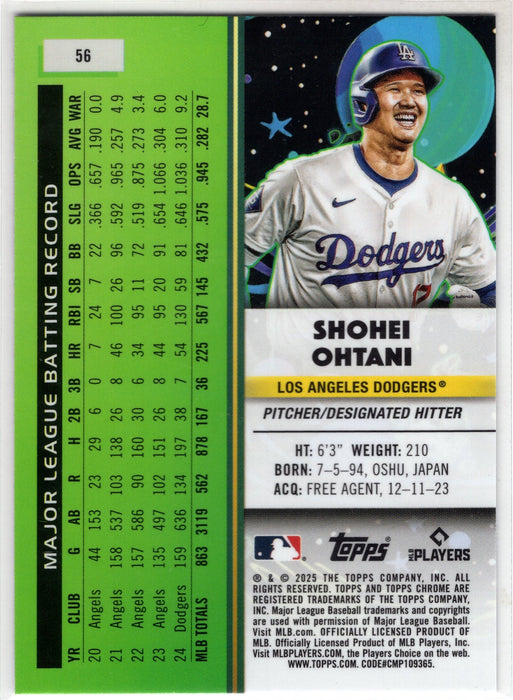2025 Topps Cosmic Chrome Shohei Ohtani #56 A