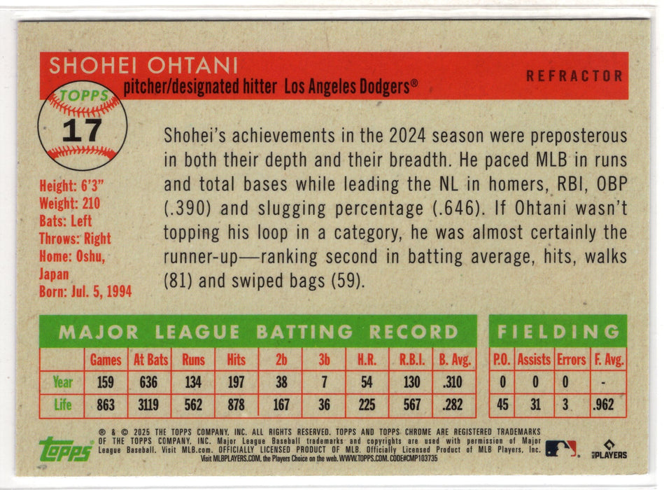 2025 Topps Chrome Shohei Ohtani Platinum Anniversary #17 A