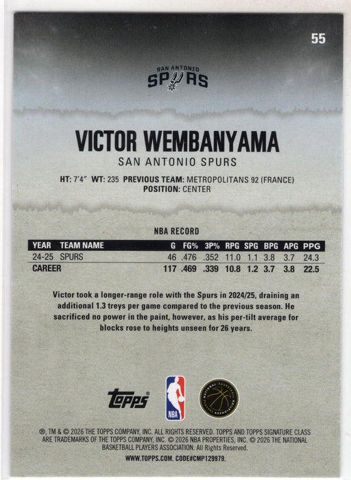 2026 Topps Signature Class Victor Wembanyama Purple #55 /100