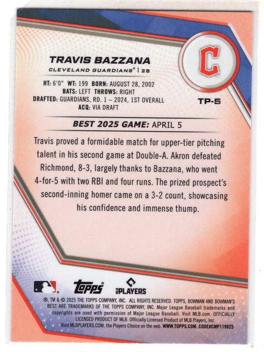 2025 Bowman's Best Travis Bazzana #TP-5 Aqua Refractor RC Rookie /199