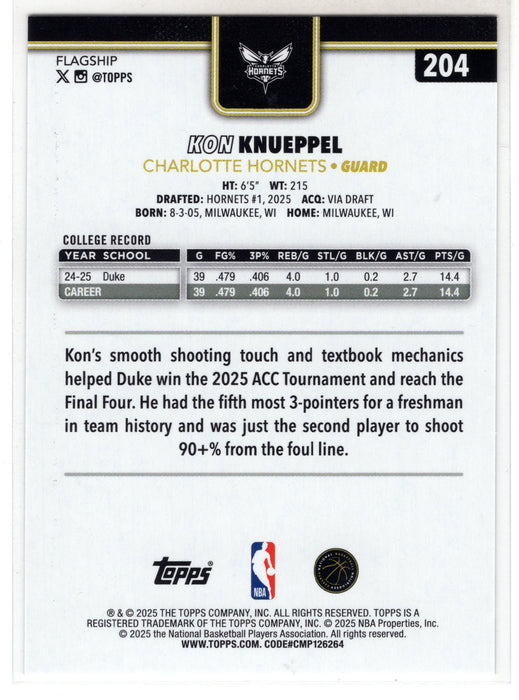 2025 Topps Kon Knueppel #204 Blackout RC Rookie