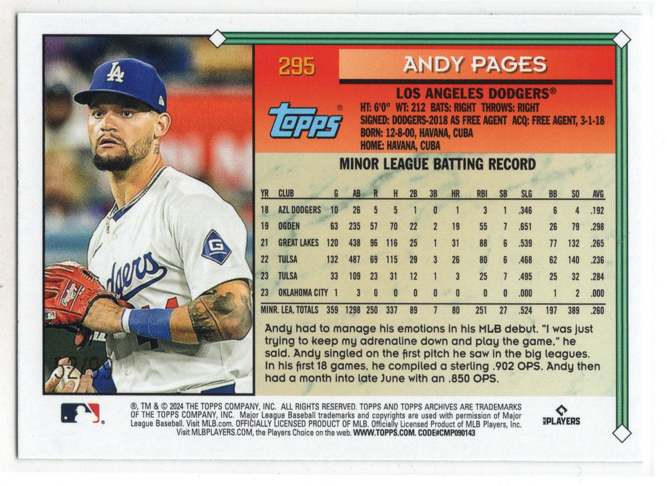 2024 Topps Archives Andy Pages #295 Green Foil RC Rookie /99