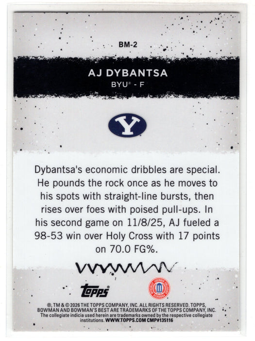 2026 Bowman U Best Aj Dybantsa #BM-2 Yellow Lazer /75 A