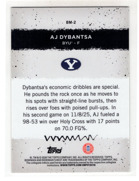 2026 Bowman U Best Aj Dybantsa #BM-2 Yellow Lazer /75 B