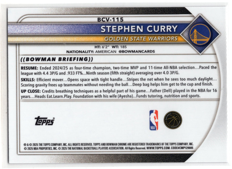 2025 Bowman Chrome Stephen Curry #BCV-115 Navy Mojo Refractor /175