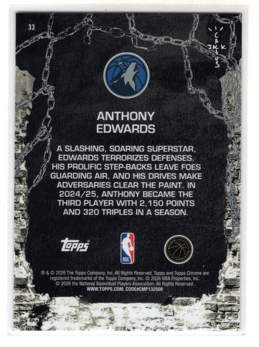 2026 Topps Chrome x Cactus Jack Anthony Edwards #33 Logofractor