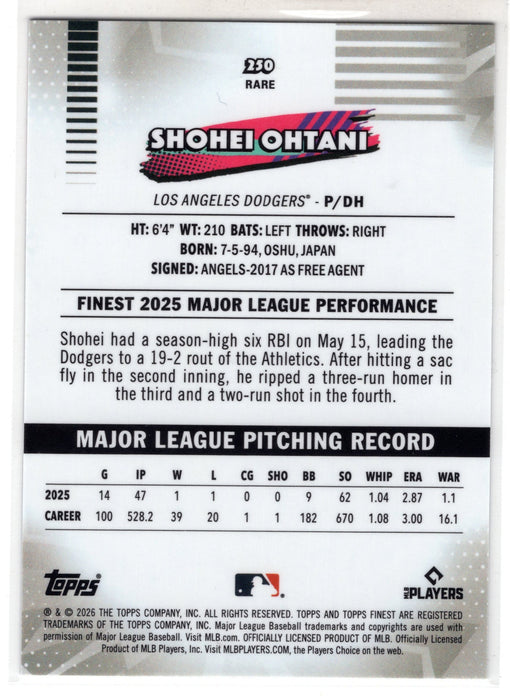 2026 Topps Finest Shohei Ohtani #250 Rare SP