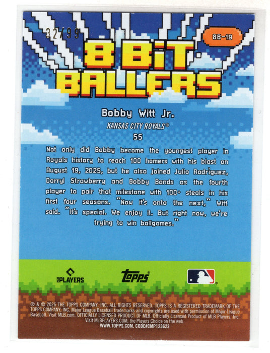 2026 Topps Series 1 Celebration Bobby Witt Jr. #8B-19 8 Bit Ballers Green /99