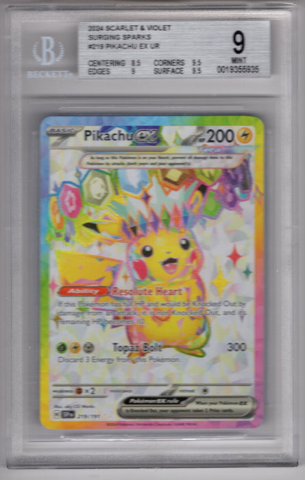 2024 Scarlet & Violet Surging Sparks Pikachu #219 EX UR BGS 9