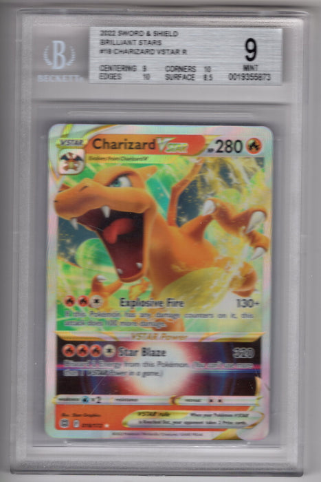 2022 Sword & Shield Brilliant Stars Charizard #18 VStar R BGS 9