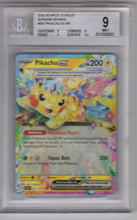 2024 Scarlet & Violet Surging Sparks Pikachu #057 EX RR BGS 9
