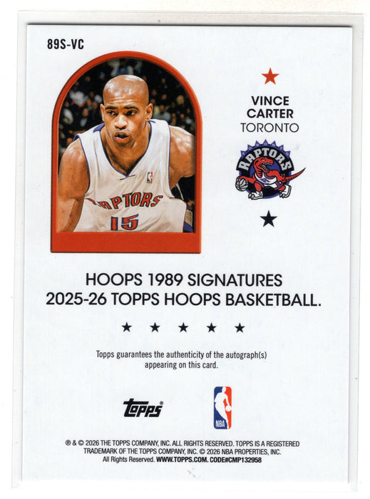 2026 NBA Hoops Vince Carter #89S-VC Red Auto /5